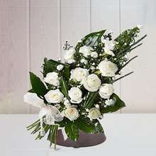 Ramo funerario 12 Rosas blancas para tanatorio